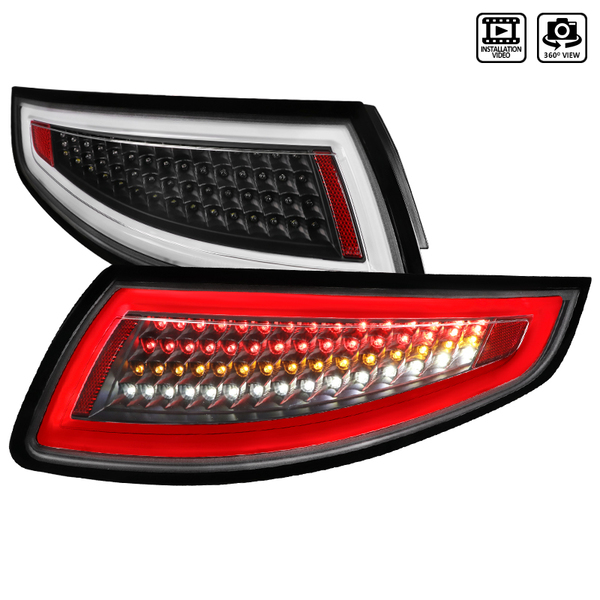 Spec-D Tuning Porsche 911 Led Tail Lights All Black Housing With Clear Lens 05-08 LT-91105JMLED-TM